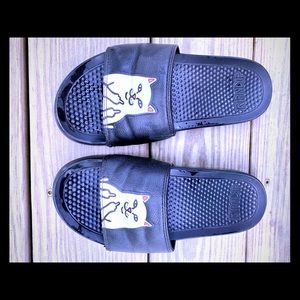 Black RipnDip Lord Nermal Kitty Slides